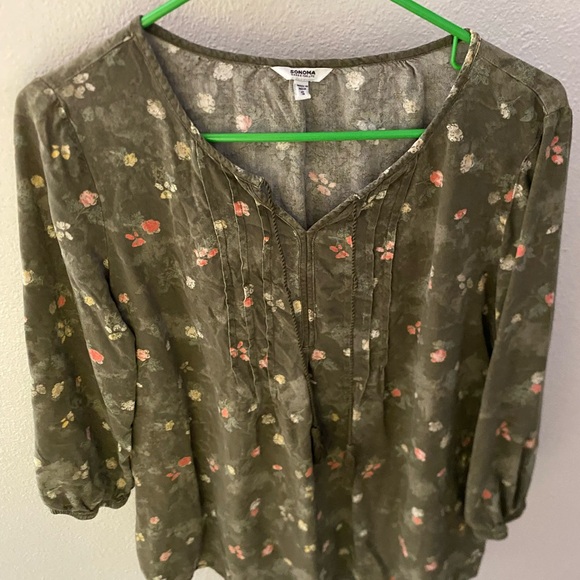 Sonoma Tops - Sonoma Olive Floral Blouse